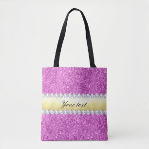 Tote Bag Séquences violettes Huile d'or et diamants