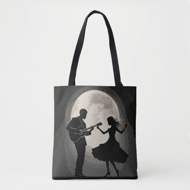 Tote Bag Sérénade sur la Lune : Silhouette Romance Danse (Devant)