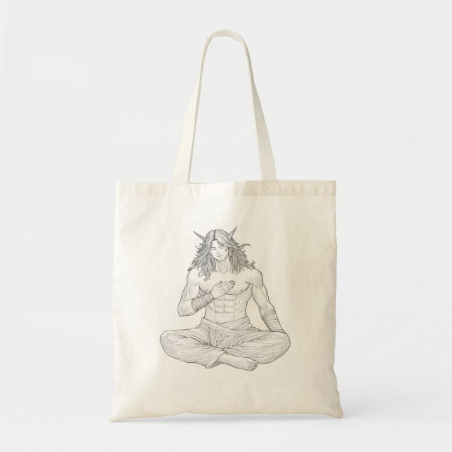 Tote Bag Serene Elf Warrior | Fantasy Anime Character Art (Devant)