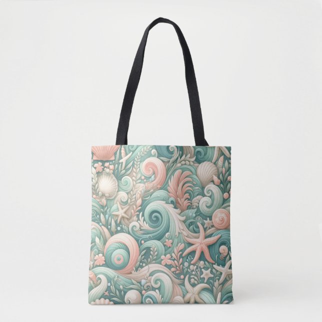 Tote Bag Serene Seashore Fils : Pastel Ocean Whispers (Devant)
