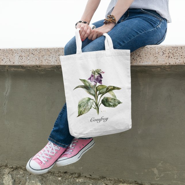 Tote Bag Serene Watercolor Comfrey, personnalisée (Créateur téléchargé)