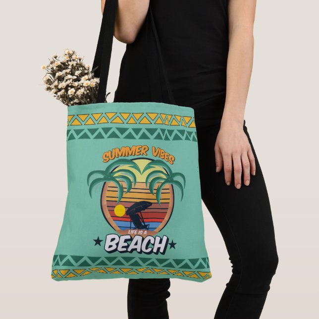 Tote Bag Sérénité balnéaire sur l'Arrière - plan vert (De près)
