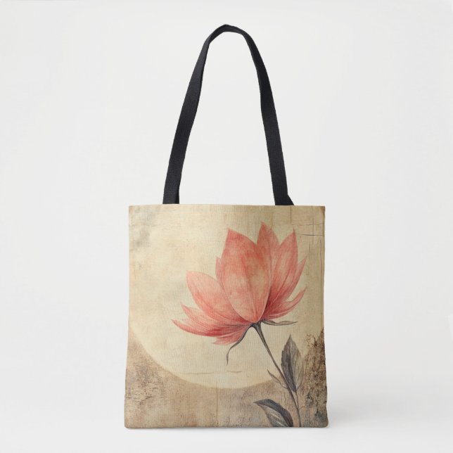 Tote Bag Sérénité rose Fleur et Lune (Devant)