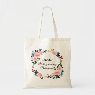 Tote Bag serez-vous ma servante mariage de couronne fleurie