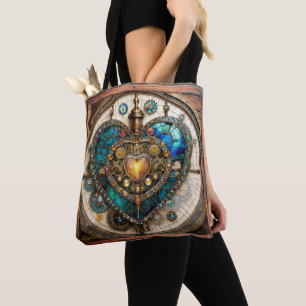 Tote Bag Série Steampunk Cœur de Verre Stained Gold