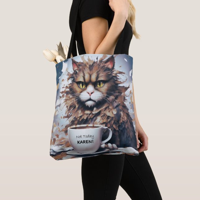 Tote Bag Sérieux chat Abstrait avec le message "Pas aujourd (De près)