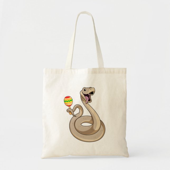 Tote Bag Serpent en musicien avec Maracas (Devant)