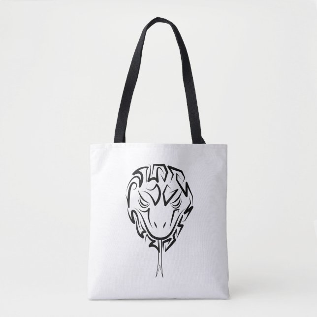 Tote Bag Serpent tribal noir et blanc (Devant)