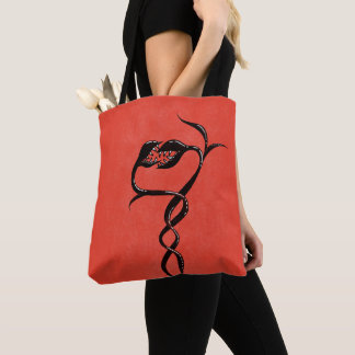 Tote Bag Serpents Gothiques Rouge Et Noir