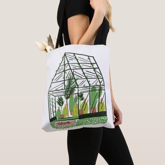 Tote Bag Serre botanique verte moderne (De près)