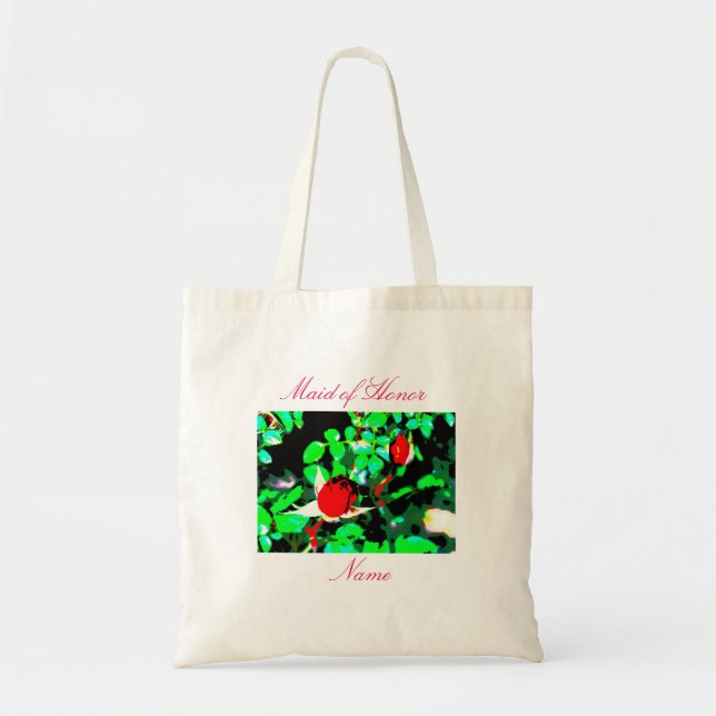 Tote Bag Servante d'honneur roses rouges (Devant)