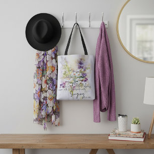 Tote Bag Servez le Seigneur avec une joie florale