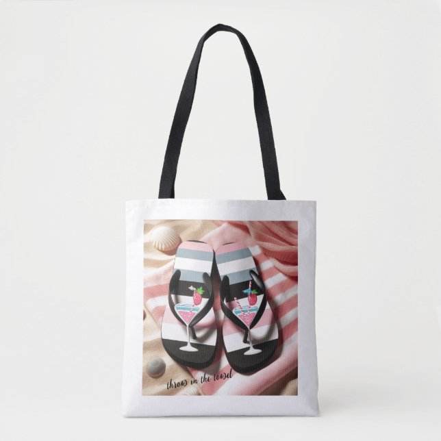 Tote Bag Serviette de plage à rabat rayé  (Devant)