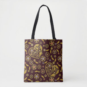 Tote Bag Serviettes à coeur engrenages Steampunk