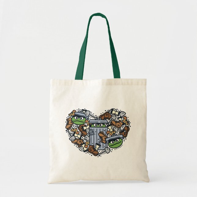 Tote Bag Sésame Sésame | Oscar the Grouch Doodle Heart (Devant)