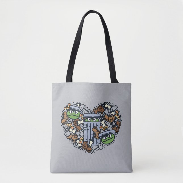 Tote Bag Sésame Sésame | Oscar the Grouch Doodle Heart (Devant)