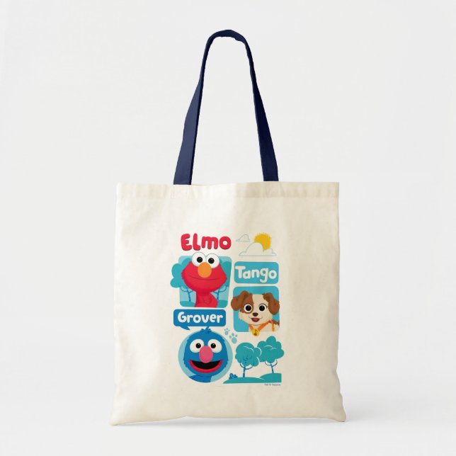 Tote Bag Sesame Street | Graphique du parc Elmo, Tango et G (Devant)