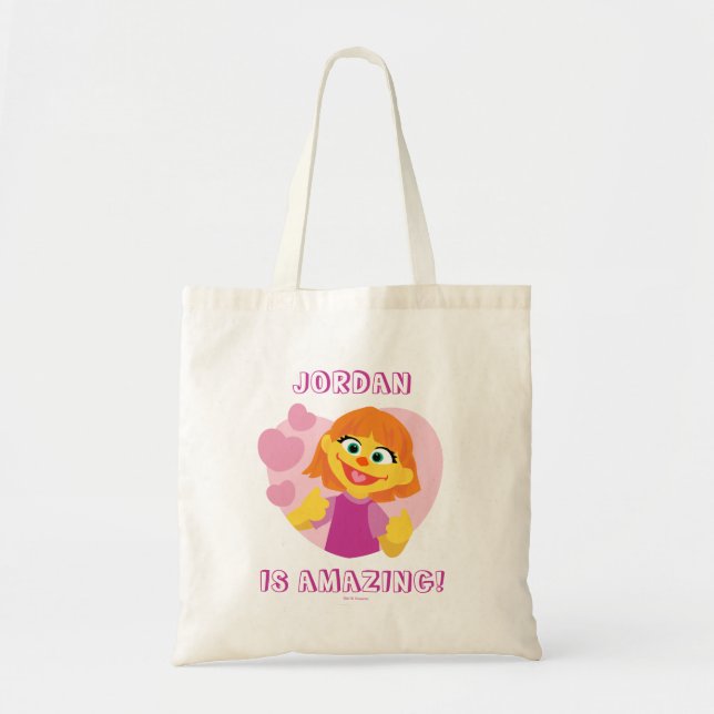 Tote Bag Sesame Street | Julia cœur rose (Devant)