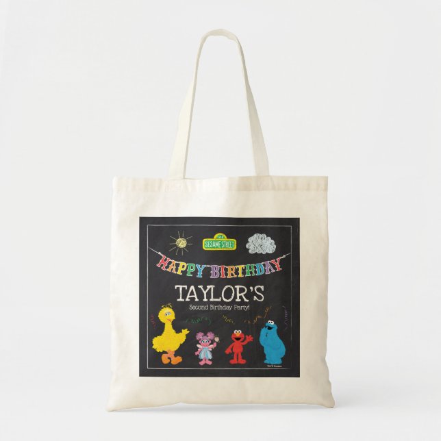 Tote Bag Sesame Street Pals Chalkboard Arc-en-ciel Annivers (Devant)