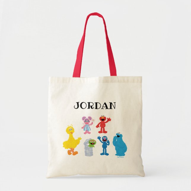Tote Bag Sesame Street Pals Chalkboard Rainbow Birthday (Devant)