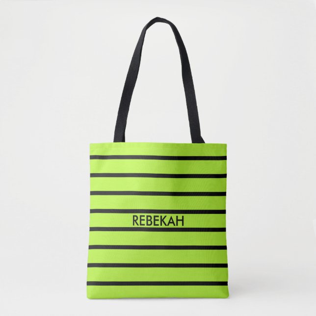 Tote Bag SEULEMENT DES STRIPES DE COULEUR - vert ressort +  (Devant)