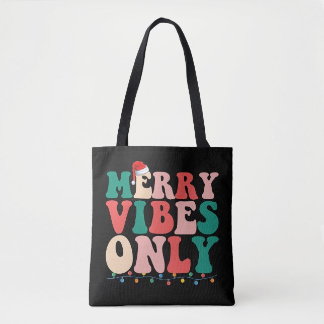 Tote Bag Seulement des vibrations joyeuses Noël Vacances Fa (Devant)