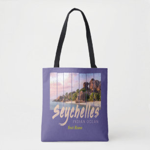 Tote Bag Seychelles Océan Indien coucher de soleil vintage