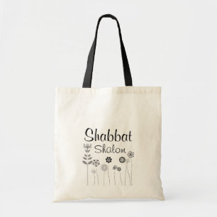 Tote Bag Shabbat Shalom Custom Floral