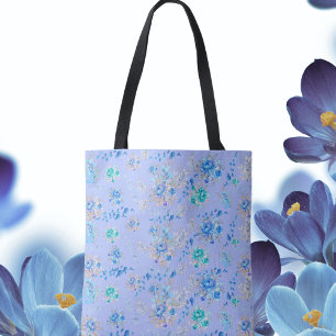 Tote Bag Shabby Chic Blue Floral