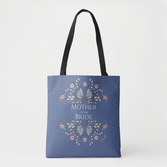 Tote Bag Shabby Chic Blue Flower Mère de la mariée (Devant)