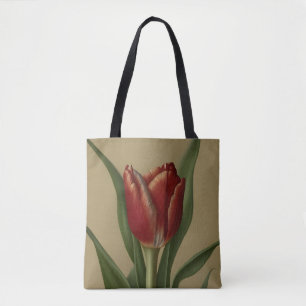 Tote Bag Shabby Chic Jolie Tulipe Rouge