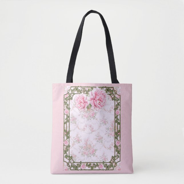 Tote Bag Shabby Chic Pretty Peonies (Devant)