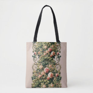 Tote Bag Shabby Chic Rose Vins Floral Élégant
