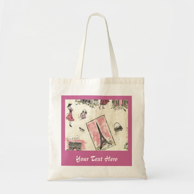Tote Bag Shabby Sweet Paris Rose (Devant)