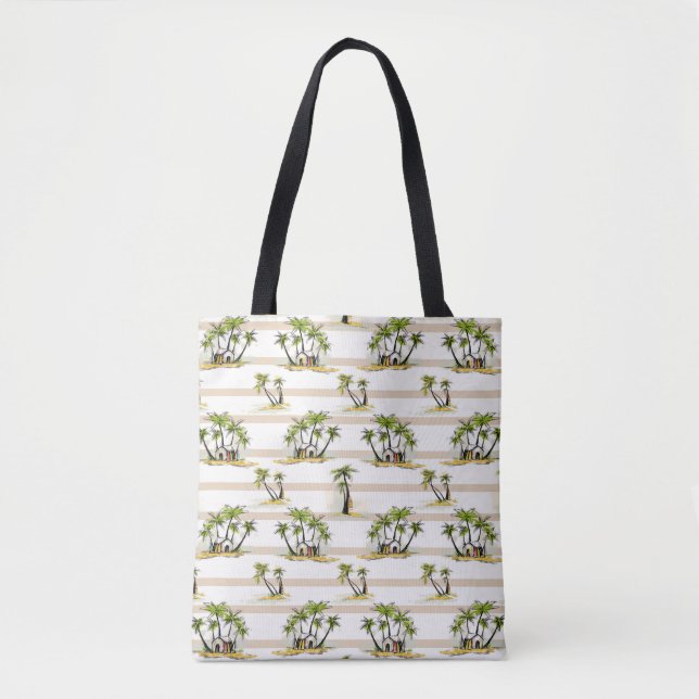 Tote Bag Shack tropical et paumes (Devant)