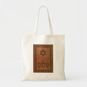 Tote Bag Shalom en bois sculpté