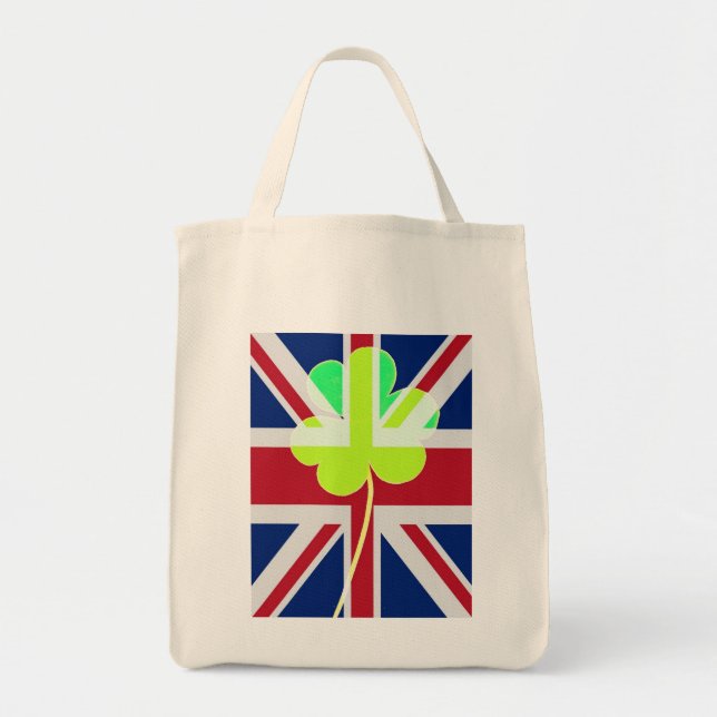 Tote Bag Shamrock du drapeau irlandais britannique Clover S (Devant)