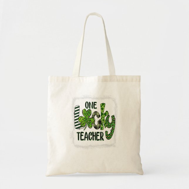 Tote Bag Shamrock One Lucky Teacher St Patrick (Devant)