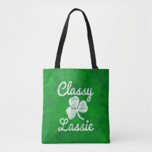 Tote Bag Shamrock vintage Classy Lassie St. Patricks Day