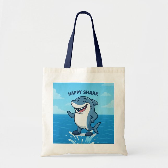 Tote Bag Shark caricature amusant en Chaussons - Joyeux req (Devant)