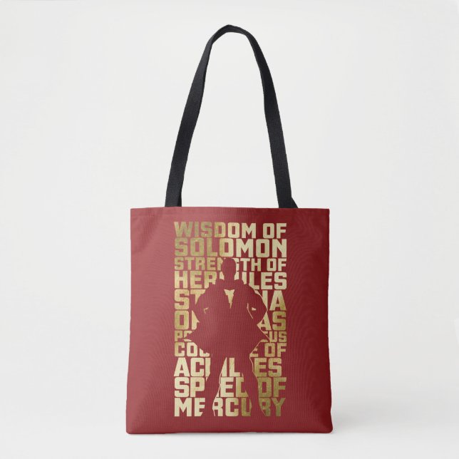 Tote Bag SHAZAM ! | Capacités Golden Typography Graphic (Devant)