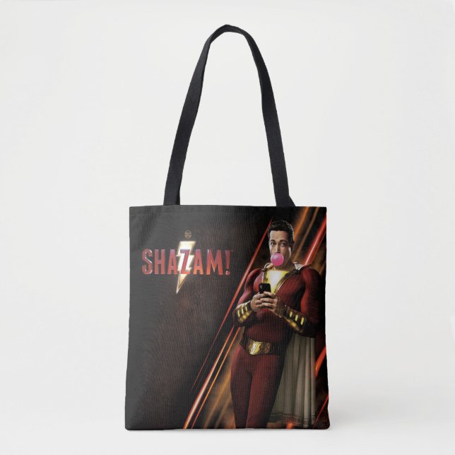 Tote Bag SHAZAM ! | Shazam soufflant la bulle gomme (Devant)