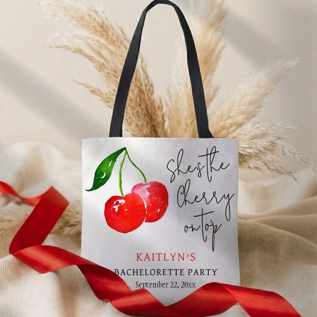 Tote Bag She’s the Cherry on Top 🍒 Bachelorette Party (Créateur téléchargé)