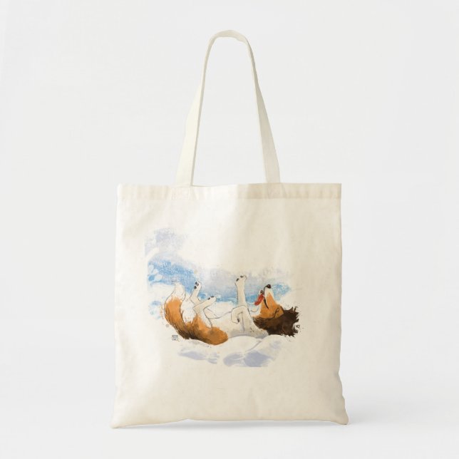 Tote Bag Sheldon le Shetland joue dans la neige (Devant)