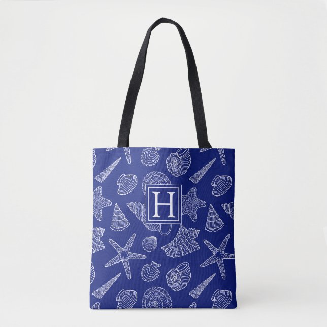 Tote Bag Shell bleu lumineux modèlent | ajoutent votre (Devant)