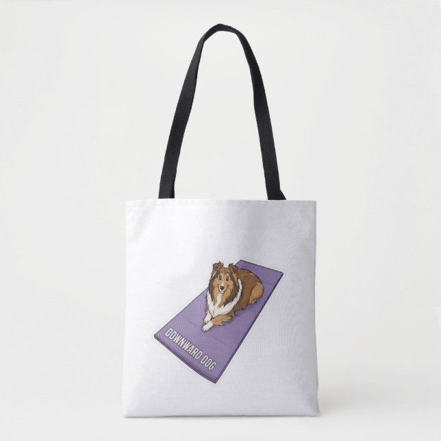 Tote Bag Sheltie faisant du yoga (Devant)