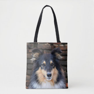 Tote Bag Sheltie tricolore font face