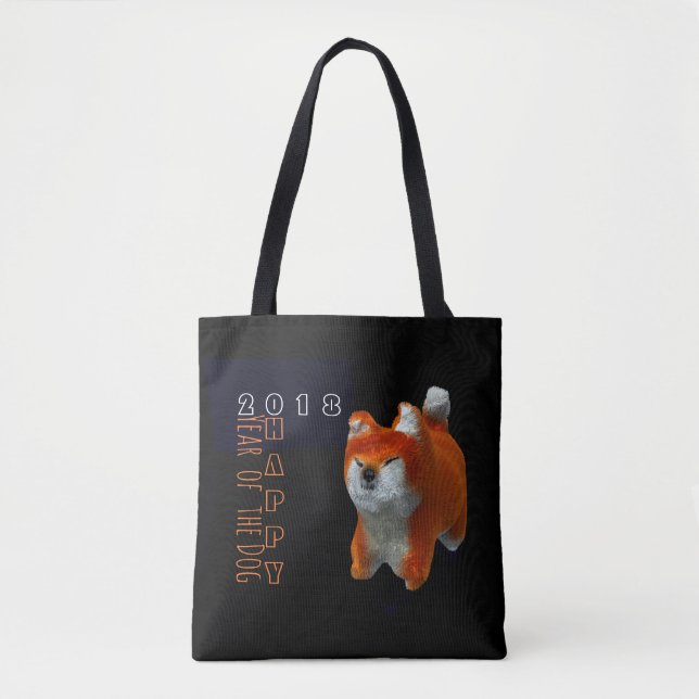 Tote Bag Shiba Chiot 3D Art numérique Chien personnalisé An (Devant)