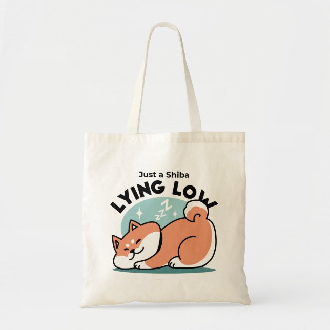Tote Bag Shiba Inu Art : Juste un Shiba Lying Low (Devant)