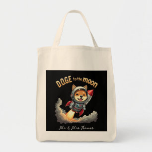 Tote Bag Shiba Inu Astronaute Graphisme Spatial "Jusqu'à la